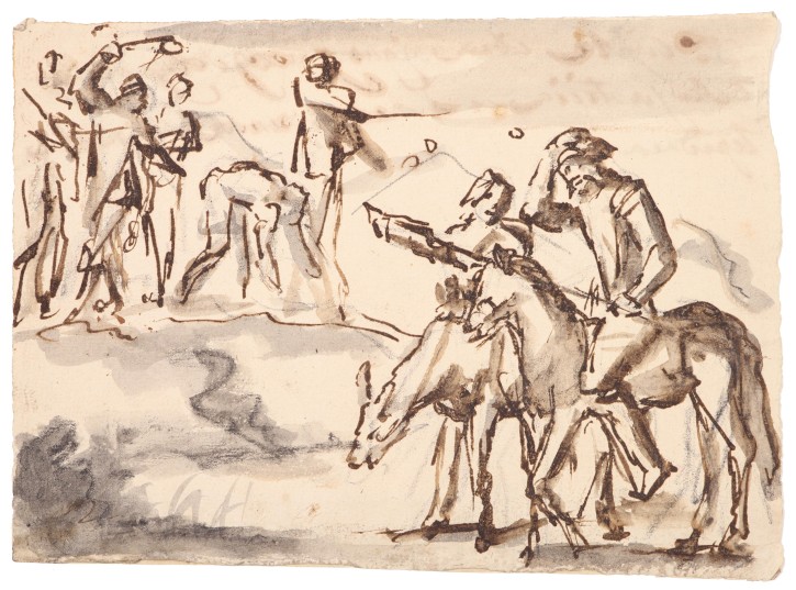 Don Quixote freeing some galley slaves. . 