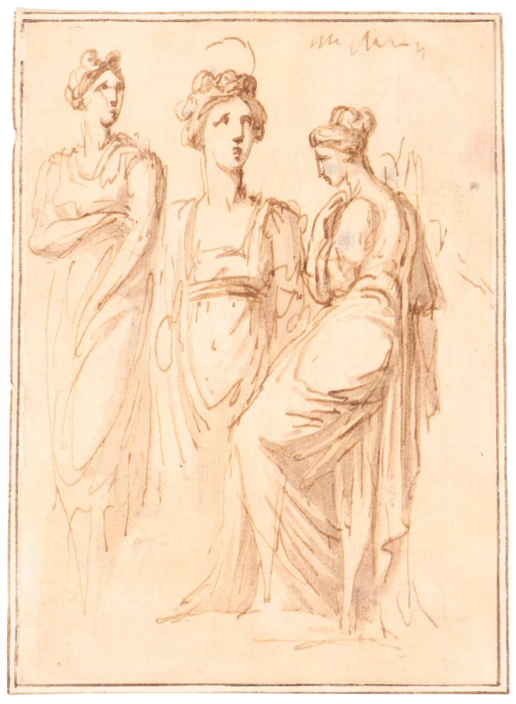 Study of three women in classical dress. Bernardino Bison, Giuseppe (1762-1844). 