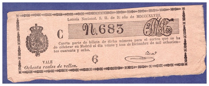 Lotería Nacional N 683. . 1848