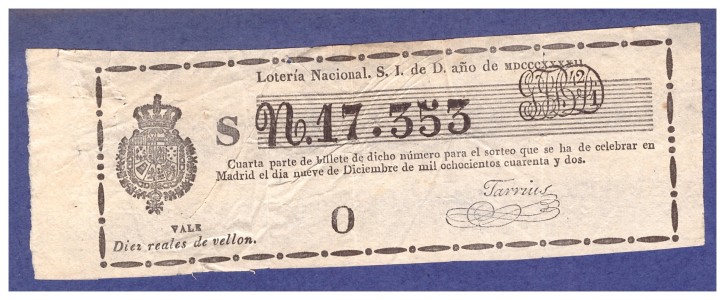 Lotería Nacional N 17.355. . 1842