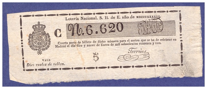 Lotería Nacional N 6.620. . 1843