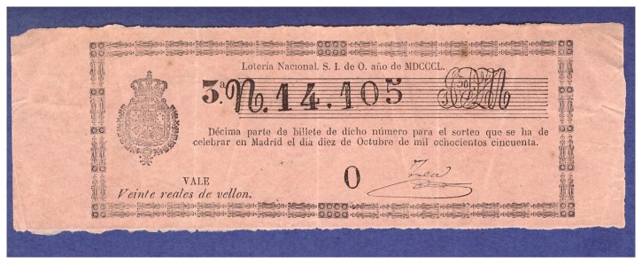 Lotería Nacional N 14.105. . 1850