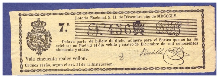 Lotería Nacional N 456. . 1855