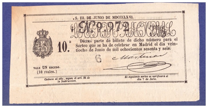 Lotería Nacional N 9.972. . 1866