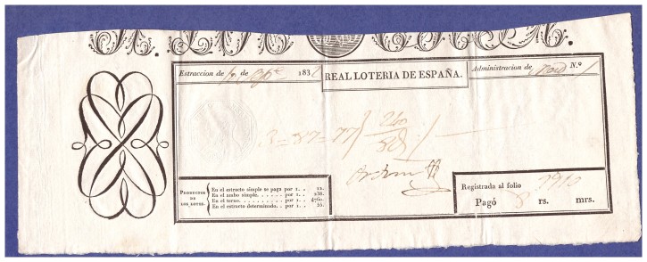 Real loteria de España. . 1832