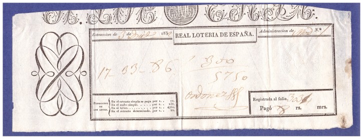 Real lotería de España. . 1832