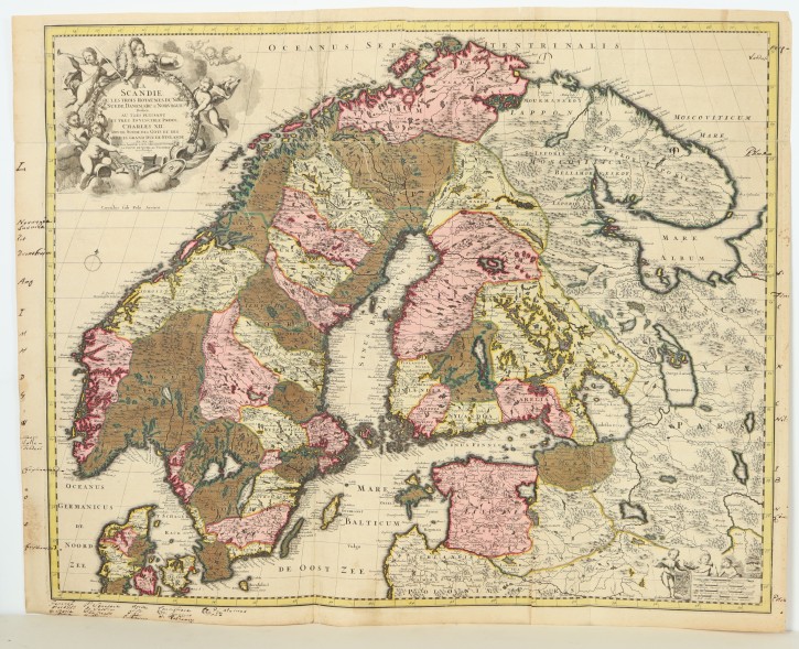 La Scandie. Ou les trois royaumes du Nord Suède, Danemarc et Norvegue: dediée, au très puissant et très invincible Prince Charles XII. Roy de Suede, des Gots et des Vandales. Grand Duc de Finlande &c. &c. &c.. Visscher, Nicolaes (1618-1679). . Precio: 250€