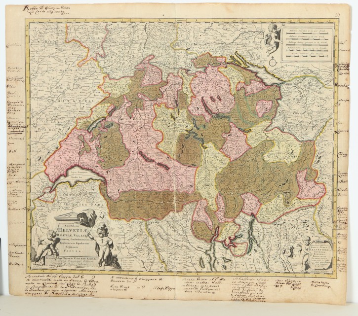 Exactissima Helvetiae, Rhaetiae, Valesiae caeterorumque Confoederatorum ut et finitimorum populorum regionum tabula. Visscher, Nicolaes (1618-1679). . Precio: 250€