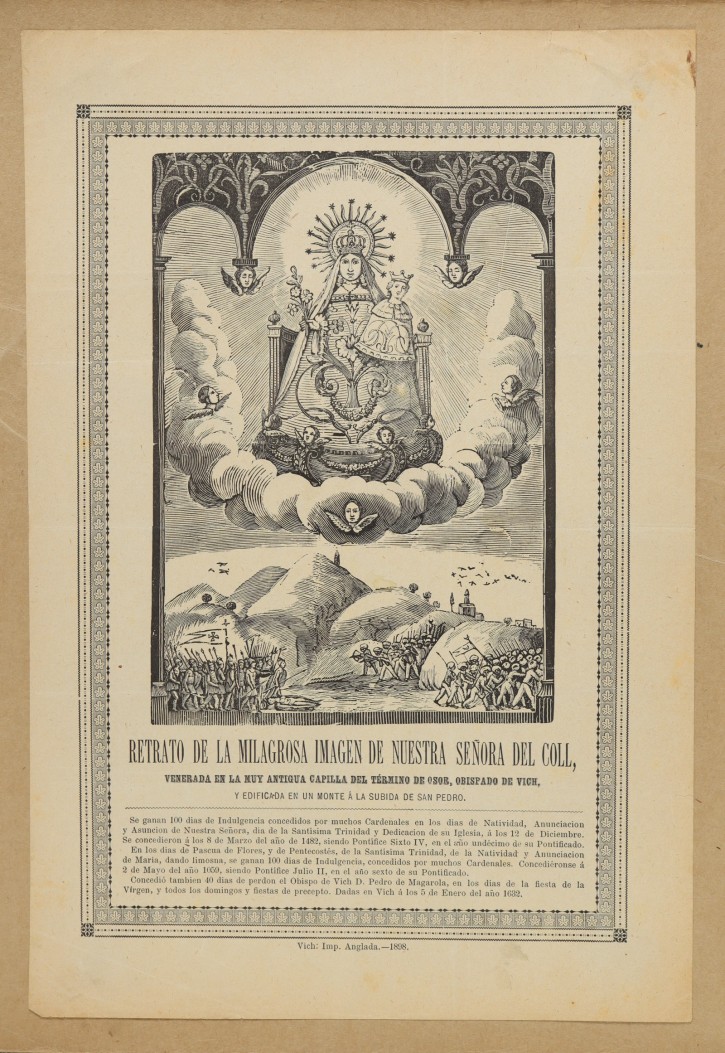 Retrato de la milagrosa imagen de Nuestra Señora del Coll (Portrait of the miraculous image of Our Lady of Coll). L. Anglada. 1898. Precio: 200€