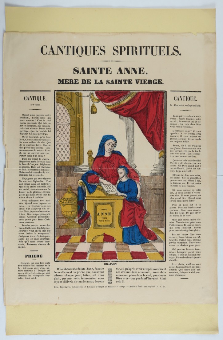 Cantiques Spirituels: Sainte Anne, mère de la Sainte Vierge (Spiritual Hymns: Saint Anne, mother of the Blessed Virgin). . . Precio: 150€