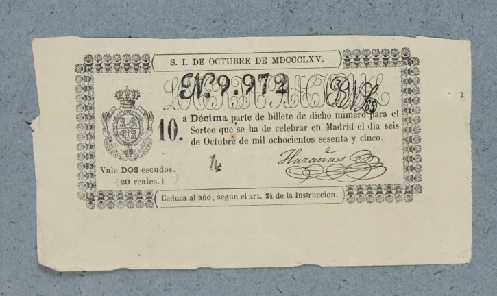 Lotería Nacional N. 9.972. . 1865