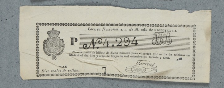 Lotería Nacional N. 4.294. . 1837