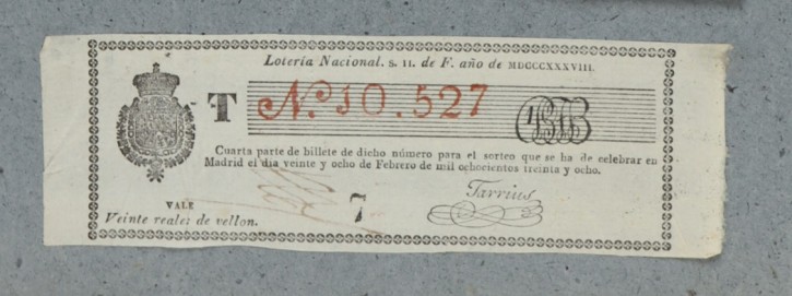 Lotería Nacional N. 10.527. . 1838