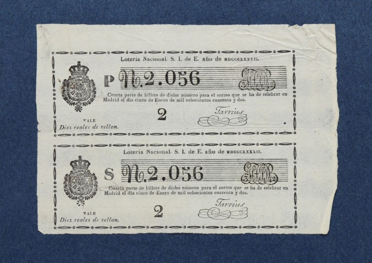 Lotería Nacional N. 2.056. . 1842
