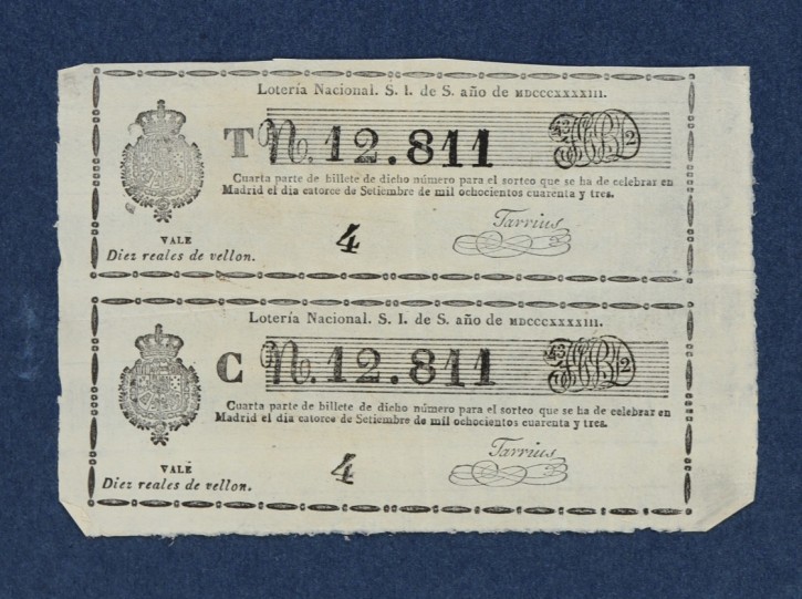 Lotería Nacional N. 12.811. . 1843