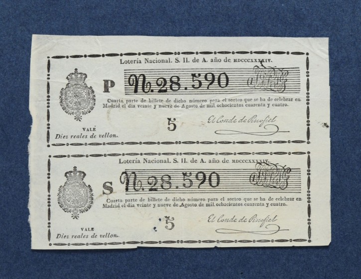 Lotería Nacional N. 28.590. . 1844