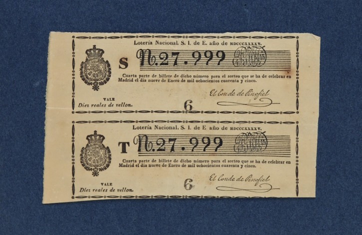 Lotería Nacional N. 27.999. . 1845