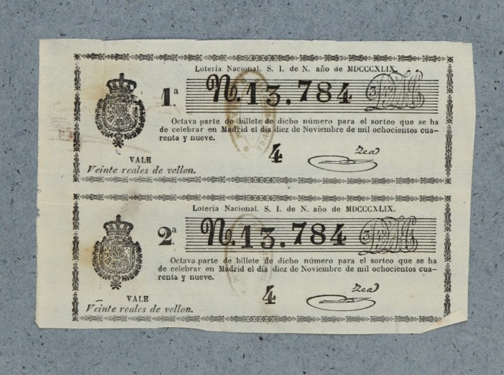 Lotería Nacional N. 13.784. . 1849