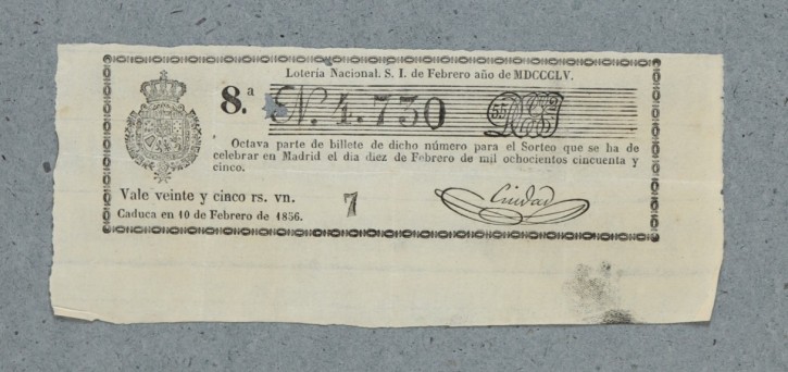 Lotería Nacional N. 4.730. . 1855