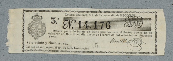Lotería Nacional N. 14.176. . 1856