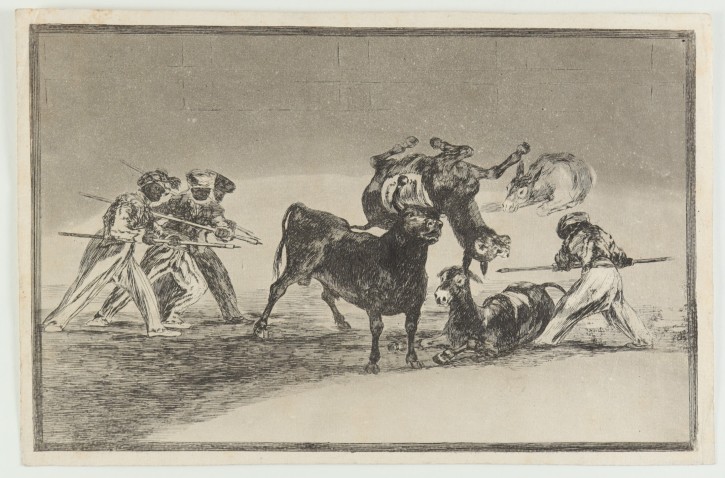 Palenque de los moros hecho con burros para defenderse del toro embolado. Goya Lucientes, Francisco de (1746-1828). 1816. Precio: 1000€