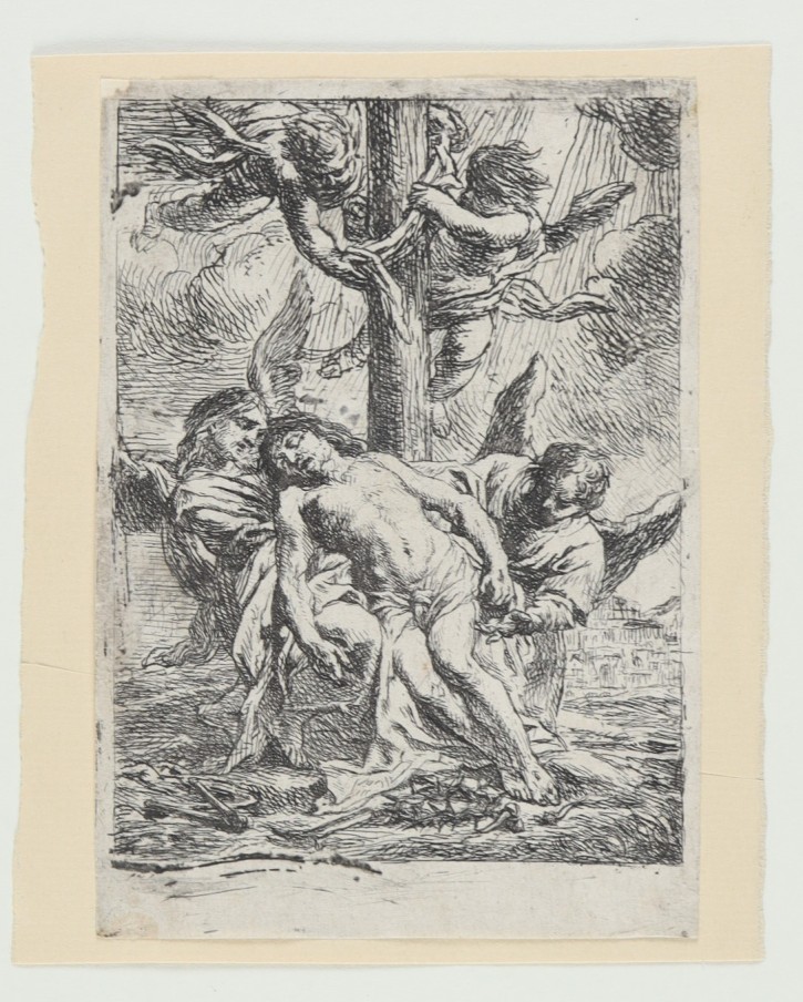 The body of Christ taken down from the cross and held by two angels. Schut, Cornelis (1629-1685). . Precio: 400€