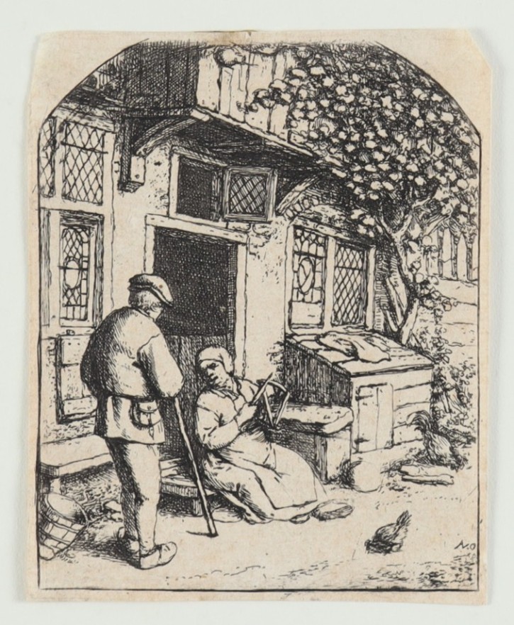 A woman speaks to a man. . 1684. Precio: 900€