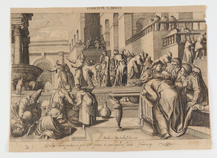 La justicia de Cristo. Mujer acusada de adúltera.. . 1597. Precio: 500€
