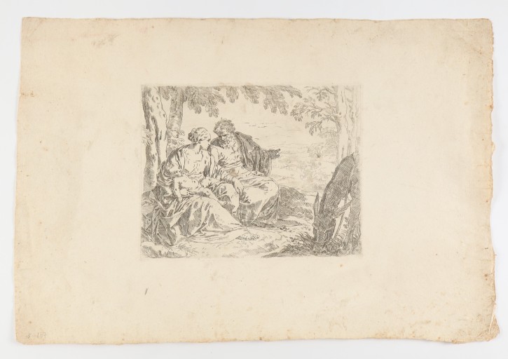 Marie, Joseph et l'Enfant lors de la fuite en Égypte. Cantarini, Simone (1612-1648). 1640. Precio: 600€