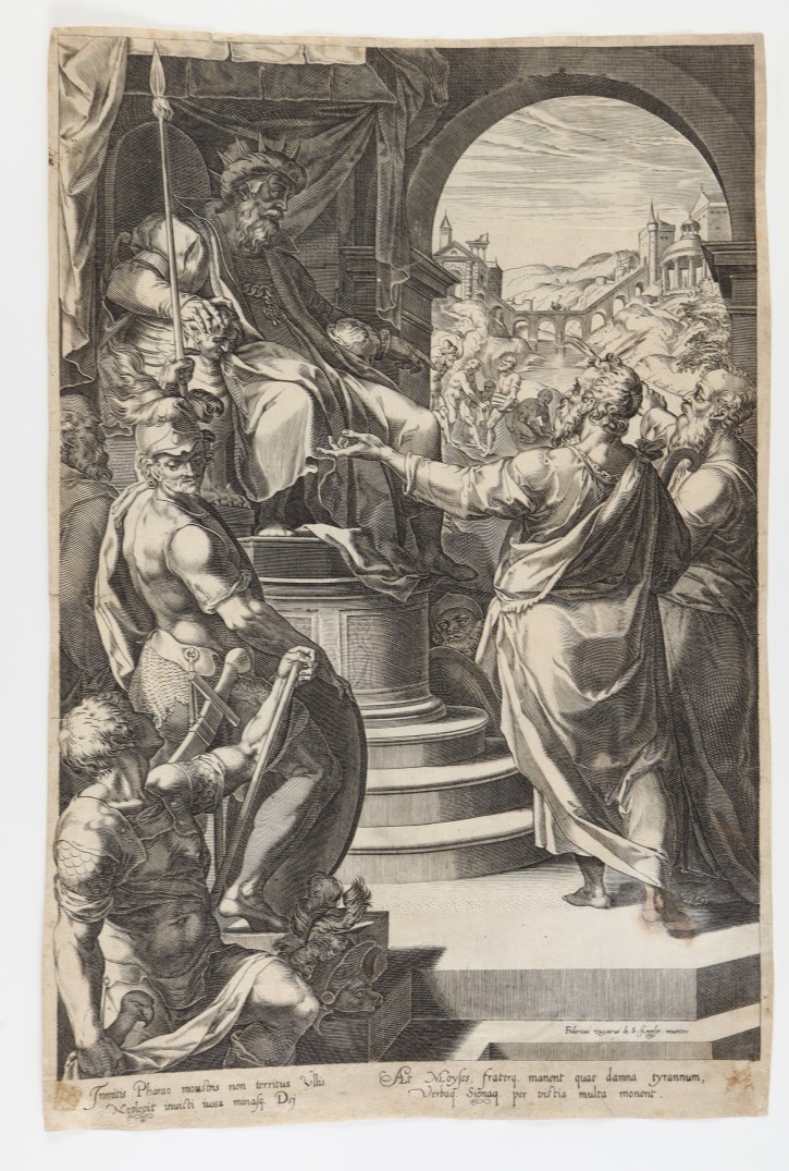 Moïse et Aaron devant Pharaon. . 1563. Precio: 600€