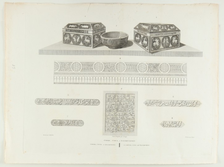 Cofre, copa e inscripciones. . 1806. Precio: 120€